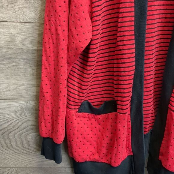 Lori From California Red and Black Striped Cardigan Womens Size XL - Picture 3 of 6